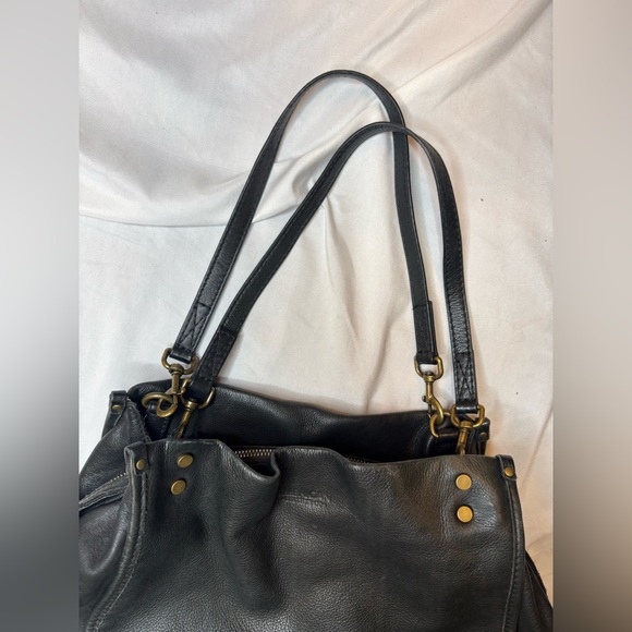 American leather co vintage Black Shoulder Tote with Double Straps - Picture 3 of 9